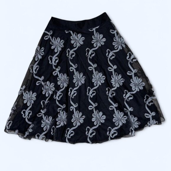 Only Hearts Black and White Floral Mesh Skirt - Picture 1 of 7
